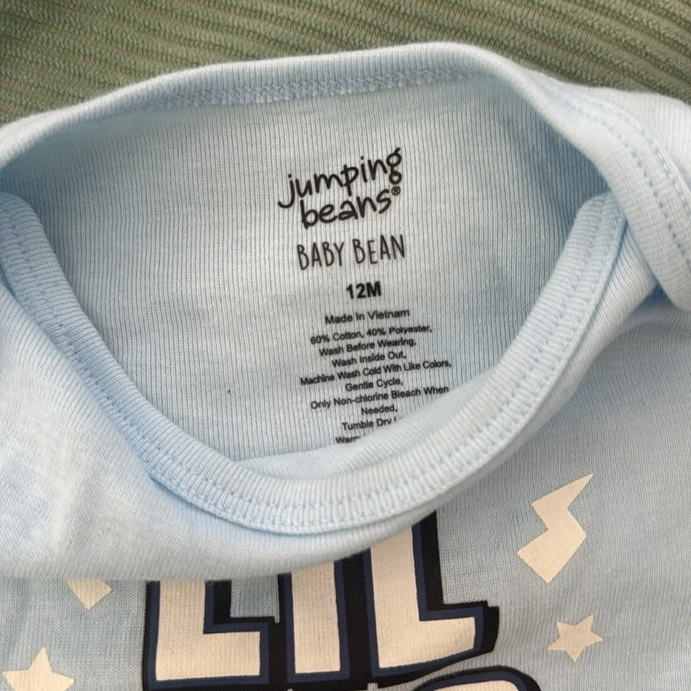 Jumping Beans Baby Bean “Lil Bro” Blue Onesie - 12 months